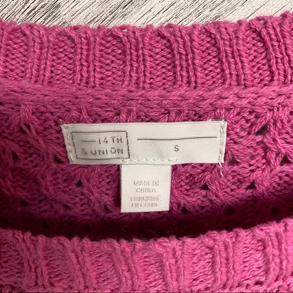 14th & Union | Popcorn Knit Sweater Pink Oversized - Picture 4 of 7